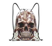 Drawstring Gym Bag Skull On White Background Gym Backpack Folding Water Repellency Rucksack, For Beach, Activities, Children, 36x42cm