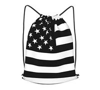 Drawstring Gym Bag The Black American Flag String Swimming Bag Large Girls Storage Pouch, For Shopping, Yoga, Sports, 36x42cm