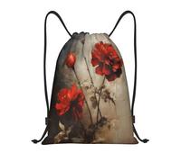 Drawstring Gym Bag Vintage Flower Art Drawstring Bag Adults Folding Sports Sack, For Men, Travel, Holidays, 36x42cm