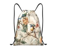 Drawstring Gym Bag Vintage Hummingbird Flower Butterfly Drawstring Bag Adults Large Storage Pouch, For Yoga, Women, Men, 36x42cm