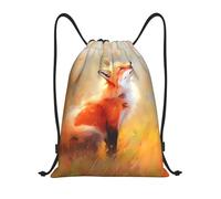 Drawstring Gym Bag Watercolor Fox Animal Painted String Swimming Bag Water Repellency Folding Sports Sack, For Swimming, Gym, Men, 36x42cm