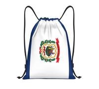 Drawstring Gym Bag West Virginia State Flag Print Unisex String Bag Adults Large Rucksack, For Women, Birthday, Holidays, 36x42cm