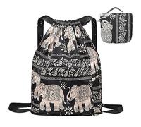 Drawstring Gym Bag Women Drawstring Backpack Waterproof Drawstring Bag with Many Pockets Simple National Style Nylon Gym Sack Drawstring Bag for Gym Shopping Sport Yoga Style2