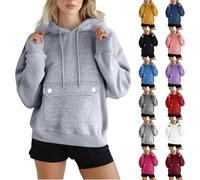 Drawstring Hoodie Women - Pullover Hoodies For Women Uk - Hoodie Fleece With Zip Pockets Sweatshirts Plus Size Pullover Hoodies Plain Hooded Sweatshirt Fleece Hoodie Ladies Jumpers Size 16 Pink