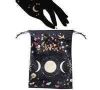 Drawstring Jewelry Pouch - Moon Phase Tarot Pouches with Drawstrings, Velvet Bags with Drawstrings | Portable Crystal Pouch for Earrings, Necklace, Oracle Decks, Runes, Stones, Dice