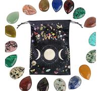 Drawstring Jewelry Pouch - Tarot Moon Phase Pouches, Elegant Design | Small Velvet Pouch with Lanyards, Ideal for Dice, Runes, Gems, Crystals, and Jewellery, Perfect for Pon