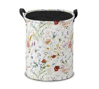 Drawstring Laundry Basket - Watercolor Flower Pattern Spacious Storage Bin, Dustproof & Easy to Clean for Bathroom, Bedroom & Car