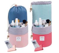 Drawstring Make Up Bag 4PCS Drawstring Makeup Bag, Colorful Travel Cosmetic Organizer with Mesh Pockets & Zipper Pouch, Waterproof Portable Toiletry