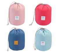 Drawstring Makeup Bag, 4PCS Waterproof Travel Cosmetic Organizer - with Mesh Pockets & Zipper Pouch for Women