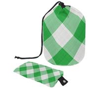 Drawstring Makeup Bag, Barrel Shaped Travel Cosmetic Bag Make up Bags, Foldable Toiletry Organizer Storage Pocket for Women&Girls - Green White Lattice