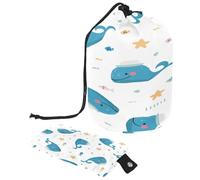 Drawstring Makeup Bag, Barrel Shaped Travel Cosmetic Bag Make up Bags, Foldable Toiletry Organizer Storage Pocket for Women&Girls - Cute Hat Shame Whale