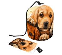 Drawstring Makeup Bag, Barrel Shaped Travel Cosmetic Bag Make up Bags, Foldable Toiletry Organizer Storage Pocket for Women&Girls - Cavalier King Charles Spaniel Labrador and Pug