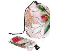Drawstring Makeup Bag, Barrel Shaped Travel Cosmetic Bag Make up Bags, Foldable Toiletry Organizer Storage Pocket for Women&Girls - Eiffer Tower Rose Stamps Written Letters