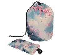 Drawstring Makeup Bag, Barrel Shaped Travel Cosmetic Bag Make up Bags, Foldable Toiletry Organizer Storage Pocket for Women&Girls - Paradise of Cherry