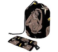 Drawstring Makeup Bag, Barrel Shaped Travel Cosmetic Bag Make up Bags, Foldable Toiletry Organizer Storage Pocket for Women&Girls - Cute Monkey and Banana Peel Leftover