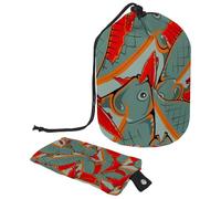 Drawstring Makeup Bag, Barrel Shaped Travel Cosmetic Bag Make up Bags, Foldable Toiletry Organizer Storage Pocket for Women&Girls - Fishes with Red Fins and Tails