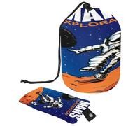Drawstring Makeup Bag, Barrel Shaped Travel Cosmetic Bag Make up Bags, Foldable Toiletry Organizer Storage Pocket for Women&Girls - Mars Exploration Astronaut Planet