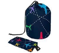 Drawstring Makeup Bag, Barrel Shaped Travel Cosmetic Bag Make up Bags, Foldable Toiletry Organizer Storage Pocket for Women&Girls - Airplane Fly in The Sky