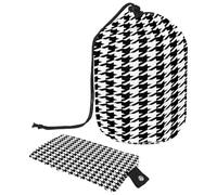 Drawstring Makeup Bag, Barrel Shaped Travel Cosmetic Bag Make up Bags, Foldable Toiletry Organizer Storage Pocket for Women&Girls - Black White Houndstooth Classical
