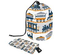 Drawstring Makeup Bag, Barrel Shaped Travel Cosmetic Bag Make up Bags, Foldable Toiletry Organizer Storage Pocket for Women&Girls - Vintage Train on Railroad