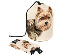 Drawstring Makeup Bag, Barrel Shaped Travel Cosmetic Bag Make up Bags, Foldable Toiletry Organizer Storage Pocket for Women&Girls - Yorkshire Terriers
