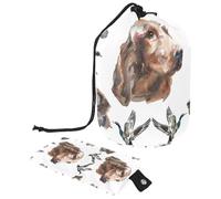 Drawstring Makeup Bag, Barrel Shaped Travel Cosmetic Bag Make up Bags, Foldable Toiletry Organizer Storage Pocket for Women&Girls - Irish Setter Deutsch Kurzhaar and Wild Duck