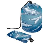 Drawstring Makeup Bag, Barrel Shaped Travel Cosmetic Bag Make up Bags, Foldable Toiletry Organizer Storage Pocket for Women&Girls - Sketch Shark Bubble