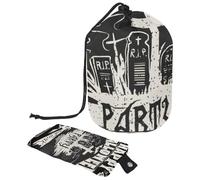 Drawstring Makeup Bag, Barrel Shaped Travel Cosmetic Bag Make up Bags, Foldable Toiletry Organizer Storage Pocket for Women&Girls - Halloween Party Poster