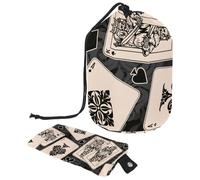 Drawstring Makeup Bag, Barrel Shaped Travel Cosmetic Bag Make up Bags, Foldable Toiletry Organizer Storage Pocket for Women&Girls - Skeleton Queen and King Playing Cards