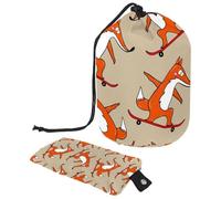 Drawstring Makeup Bag, Barrel Shaped Travel Cosmetic Bag Make up Bags, Foldable Toiletry Organizer Storage Pocket for Women&Girls - Little Fox Riding Skateboard