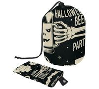 Drawstring Makeup Bag, Barrel Shaped Travel Cosmetic Bag Make up Bags, Foldable Toiletry Organizer Storage Pocket for Women&Girls - Halloween Skeleton Hand Grave
