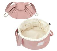 Drawstring Makeup Bag,GWAWG Lazy Flat Lay Makeup Bag Magic Cosmetic Pouch Bag Drawstring for Women Girl(Pink)