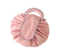Drawstring Makeup Bag - Large Capacity Cosmetic Storage Bag, Portable Quick Pack Lazy Drawstring Make Up Bag for Women, Students and Travel (Pink)