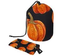 Drawstring Makeup Bag Large Cosmetic Bag Toiletry Organizer for Women Travel Toiletry Bucket Bags, Helloween Pumkins 2_131