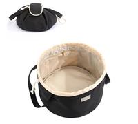 Drawstring Makeup Bag,Lazy Cosmetic Pouch,Large Capacity Grooming Case,Make Up Storage Bag,Portable Cosmetic Pouch(Black)