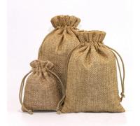 Drawstring Natural Burlap Bag, Jute Gift Bags, Multi Size, Jewelry Packaging, Wedding Bags with Candy Bag 10Pc