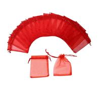 Drawstring Organza Jewelry Candy Pouch Party Wedding Favor Bags 100PCS (7 x 9 cm, Red)..