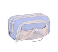 Drawstring Pencil Case Large Capacity Learning Storage Bag Student Essentials Organizer Waterproof Fabric Pencil Bag School, Blue