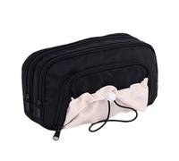 Drawstring Pencil Case Large Capacity Learning Storage Bag Student Essentials Organizer Waterproof Fabric Pencil Bag School, black