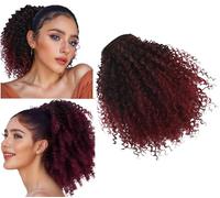 Drawstring Ponytail Afro Kinky Curly Ponytail Extension 8 Inch Synthetic Curly Ponytail Extension Synthetic (1BTBUG)