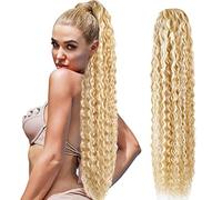 Drawstring Ponytail Extension, 30 inch Long Curly Ponytail Hair Extension Synthetic Hairpiece for Women (P18/613#)