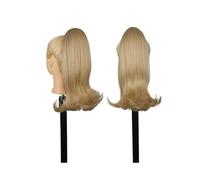 Drawstring Ponytail Hair Extension for Black Women, 14 Inch Straight Pony tail with End Curls Synthetic Fake Hairpieces Hair Extension for Daily Use(103-60)