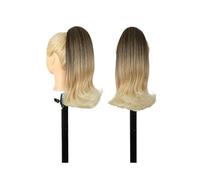 Drawstring Ponytail Hair Extension for Black Women, 14 Inch Straight Pony tail with End Curls Synthetic Fake Hairpieces Hair Extension for Daily Use(T2-27-613)
