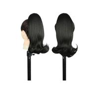 Drawstring Ponytail Hair Extension for Black Women, 14 Inch Straight Pony tail with End Curls Synthetic Fake Hairpieces Hair Extension for Daily Use(2)