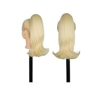 Drawstring Ponytail Hair Extension for Black Women, 14 Inch Straight Pony tail with End Curls Synthetic Fake Hairpieces Hair Extension for Daily Use(613)