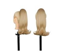 Drawstring Ponytail Hair Extension for Black Women, 14 Inch Straight Pony tail with End Curls Synthetic Fake Hairpieces Hair Extension for Daily Use(K16)