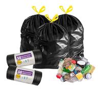 Drawstring Refuse Bags 120L Bin Liners Easy Tie Top Handle For Dustbin Home, Kitchen, Office & Garden (50 Drawstring Bags (1 Roll of 50))