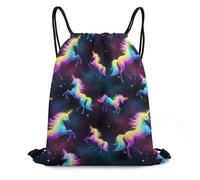 Drawstring Sport Bag, Comfortable Sport Gym Sack, Galaxy Dab Horse Sea Rainbow Stars Nebula, Lightweight String Sackpack For Holidays, Teenager, Women, 36X42cm