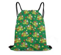 Drawstring Sport Bag, Lightweight Swimming Backpack, Frogs Green Colorful, Personalised Swim String Backpack For Teenager, Adults, School, 36X42cm