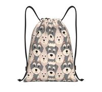 Drawstring Sport Bag, Personalised Sport Gym Sack, Cute Dog Faces Brown Beige, Lightweight Swim String Backpack For School, Teenager, Hiking, 36X42cm